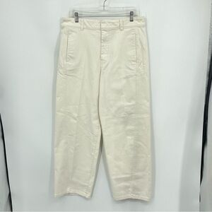 Club Monaco curved seam utility barrel pant cream white Sz 12